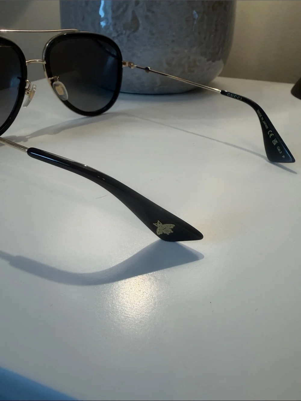 Gucci Black Frame Gray Gradient Aviator Sunglasses
